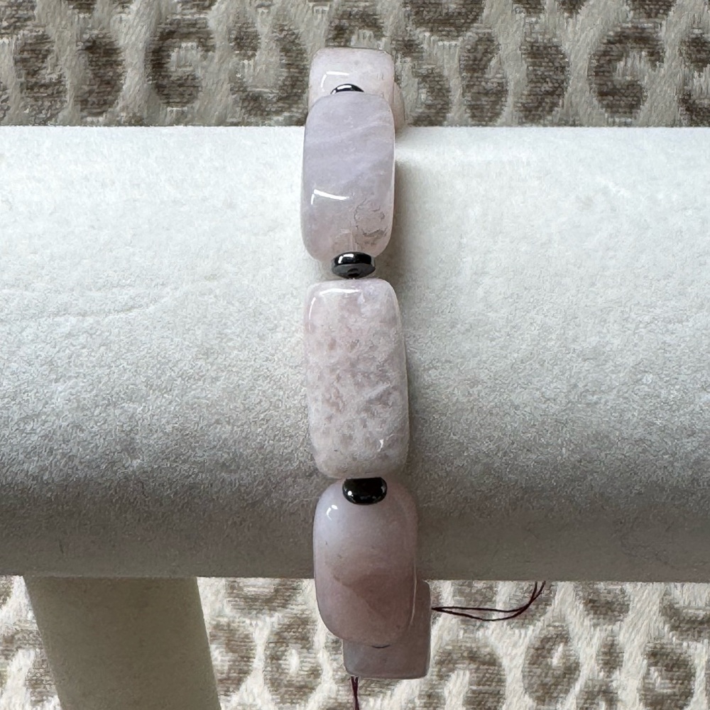 Rose Quartz & Hematite Natural Crystal Gemstone Stretch Bracelet